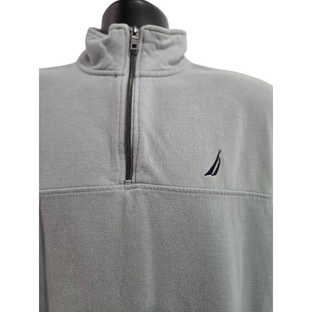 Nautica 1/4 Zip Pullover Men Size Large‎ Gray Soft Mock Neck Athleisure Sweater - Picture 2 of 6